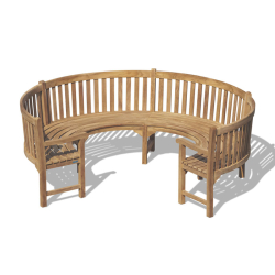 Henley Teak 3/4 Circular Garden Bench with Arms