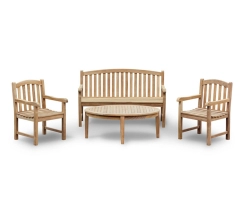 Clivedon Teak Bench and Armchairs Coffee Set
