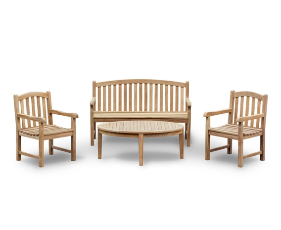 Clivedon Teak Bench and Armchairs Coffee Set