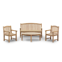 Clivedon Teak Bench and Armchairs Coffee Set