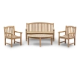 Clivedon Teak Bench and Armchairs Coffee Set