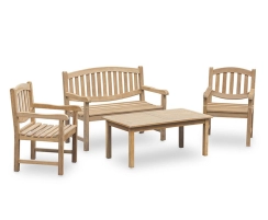 Ascot 1.2m Bench and Armchairs Coffee Set