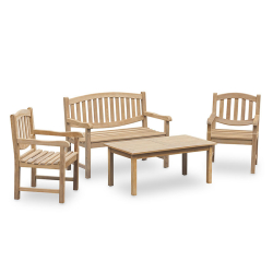 Ascot 1.2m Bench and Armchairs Coffee Set