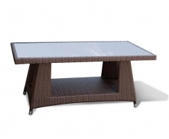 Riviera Rattan Glass-Top Coffee Table