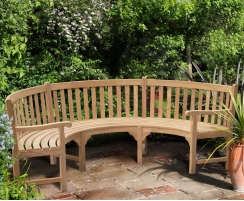 Henley Semi-Circular Bench with arms, Curved Teak Bench