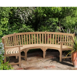 Henley Semi-Circular Bench with arms, Curved Teak Bench