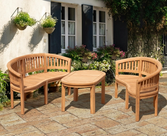 Wimbledon Teak Benches and Coffee Table Set