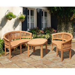 Wimbledon Teak Benches and Coffee Table Set
