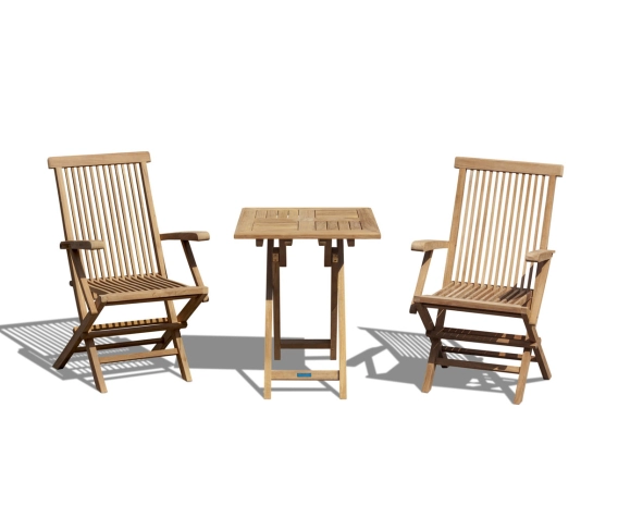 Teak 2 Seater Suffolk Table and Armchairs Set