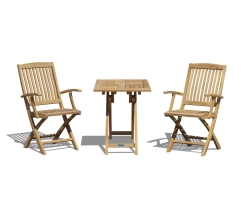 Teak Suffolk 0.6m Table and Bali Armchair Set