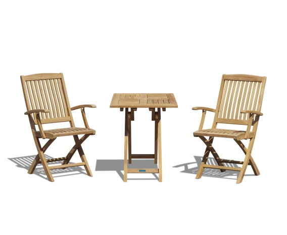 Teak Suffolk 0.6m Table and Bali Armchair Set