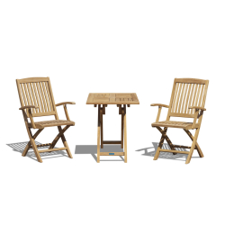 Teak Suffolk 0.6m Table and Bali Armchair Set