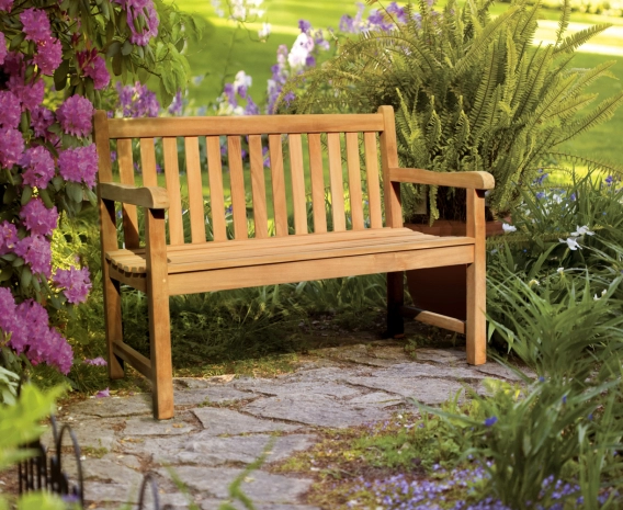 Windsor 2 Seater Teak Garden Bench, 4ft Park Bench – 1.2m