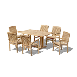 Belgrave 1.5m Table with 6 Bali Stacking Armchairs