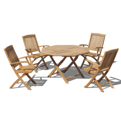 Suffolk 1.2m Octagonal Table and Bali Armchairs Set