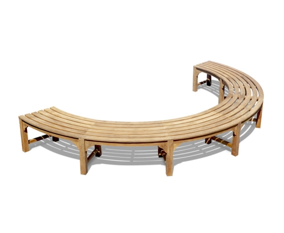 Teak Half Curved Backless Tree Seat - 3.48m