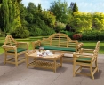 Lutyens-Style Teak 1.95m Bench, Armchairs & Coffee Table Outdoor Set