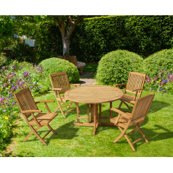 Berrington Round Gateleg 1.2m Table & 4 Bali Armchairs