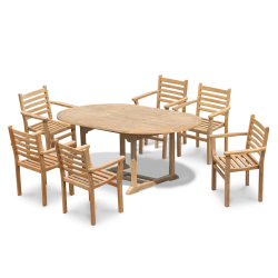 Brompton Extending Oval Table 1.2-1.8m &amp; 6 Yale Stacking Chairs Set