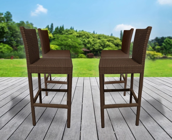 Set of 4 Java Brown Woven Bar Stools - NEW: End of line