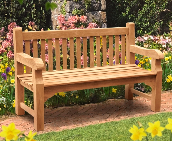 Balmoral 5ft Sturdy Teak Park Bench –