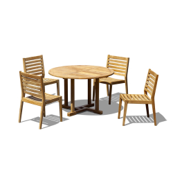 Canfield Round 1.2m Teak Table and Vero Stacking Chairs Set