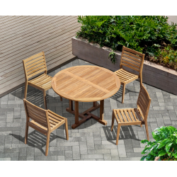 Canfield 1.3m Table and 4 Vero Stacking Chairs Set