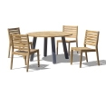 Round Teak & Metal Table with Stacking Chairs Set