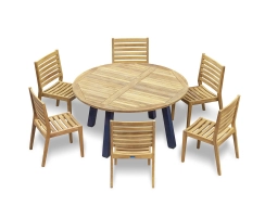Disk Teak and Steel 1.5m Round Table & 6 Vero Stacking Chairs