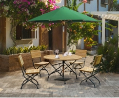 Teak Folding Bistro Round 1.2m Table & 4 Side Chairs