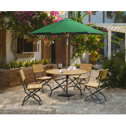 Teak Folding Bistro Round 1.2m Table & 4 Side Chairs