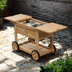 Teak Drinks Trolley with Ice Buckets