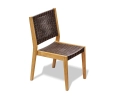Canfield 1.3m Round Teak Table & Sora Woven Stacking Chairs Set