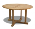 Canfield 1.3m Round Teak Table & Sora Woven Stacking Chairs Set