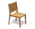 Canfield 1.2m Round Teak Table & Sora Woven Stacking Chairs Set