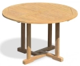 Canfield 1.2m Round Teak Table & Sora Woven Stacking Chairs Set