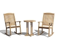 Canfield 60cm Small Round Table and 2 Teak Garden Rocking Chairs Set