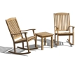 Square 50cm Teak Table and 2 Rocking Chairs Set
