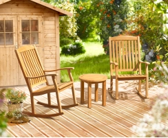 Teak Rocking Chair and Occasional Table Set