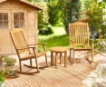Teak Rocking Chair and Occasional Table Set