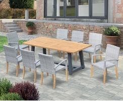 Bridgewater 2m Refectory Table and 8 St. Tropez Chairs Garden Set