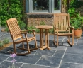 Canfield 60cm Small Round Table and 2 Teak Garden Rocking Chairs Set