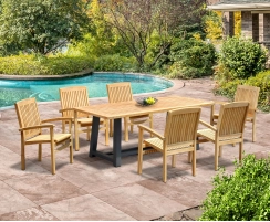 Bridgewater Rectangular 2m Table and 6 Bali Stacking Chairs Set
