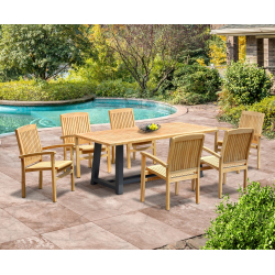 Bridgewater Rectangular 2m Table and 6 Bali Stacking Chairs Set