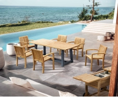Bridgewater 2m Table and 6 Monaco Stacking Chairs Set