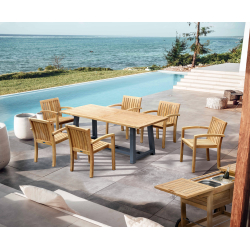 Bridgewater 2m Table and 6 Monaco Stacking Chairs Set