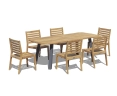 Disk 220cm Oval Teak Table with 6 Vero Stacking Chairs Set