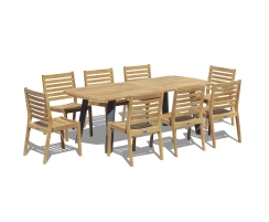 Disk 220cm Oval Table and 8 Vero Stacking Chairs Set