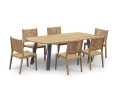 Disk 2.2m Oval Table and 6 Sora All Weather Wicker Stacking Chair Set