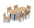 Disk 2.2m Oval Table and 6 Sora Woven Stacking Chairs Set